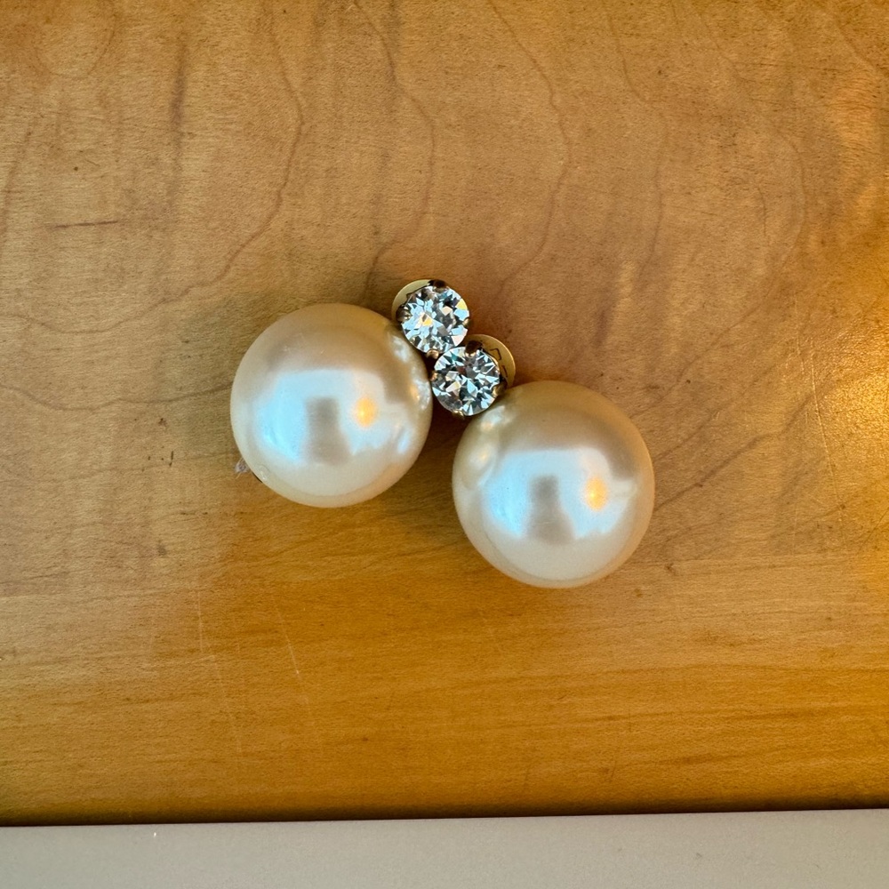 Tory Burch Pearl Rhinestone Large Drop Earrings